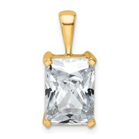 14K Yellow Gold 5 Carat Lab Grown Diamond VS+ F+ Radiant Complete Four Prong Pendant view 1