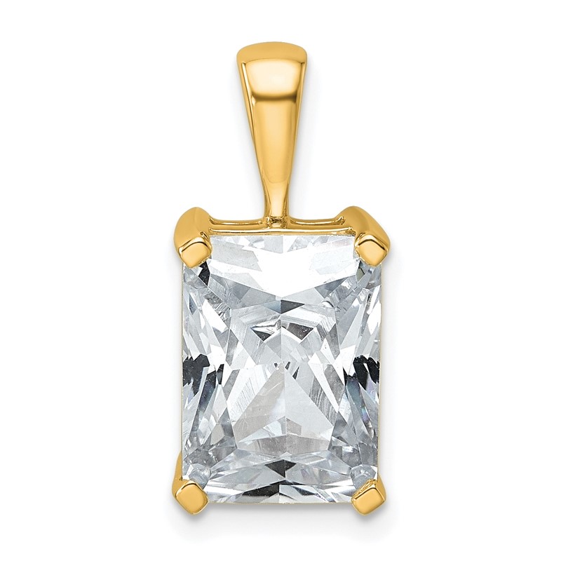14k 5 carat Lab Grown Diamond VS+ F+ Radiant Complete Four Prong Pendant