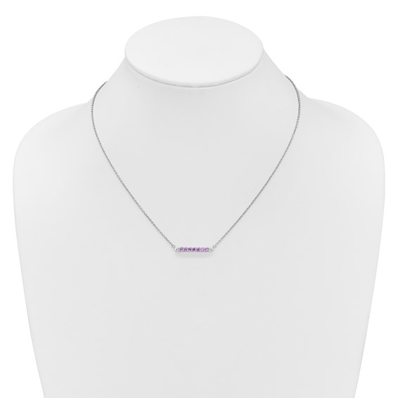 10kw Created Pink Sapphire & Diamond Necklace