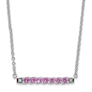 10kw Created Pink Sapphire & Diamond Necklace