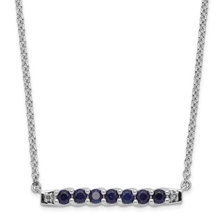 10kw Created Blue Sapphire & Diamond Necklace