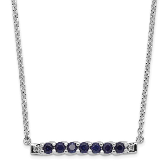 10kw Created Blue Sapphire & Diamond Necklace