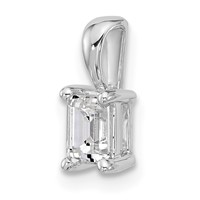14K White Gold 0.50 Carat Lab Grown Diamond VS SI+ G+ Emerald Complete Four Prong Pendant view 4