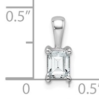 14K White Gold 0.50 Carat Lab Grown Diamond VS SI+ G+ Emerald Complete Four Prong Pendant view 5