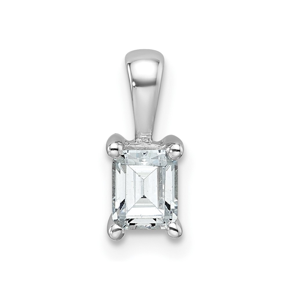 14K White Gold 0.50 Carat Lab Grown Diamond VS SI+ G+ Emerald Complete Four Prong Pendant