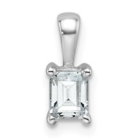 14K White Gold 0.50 Carat Lab Grown Diamond VS SI+ G+ Emerald Complete Four Prong Pendant view 1