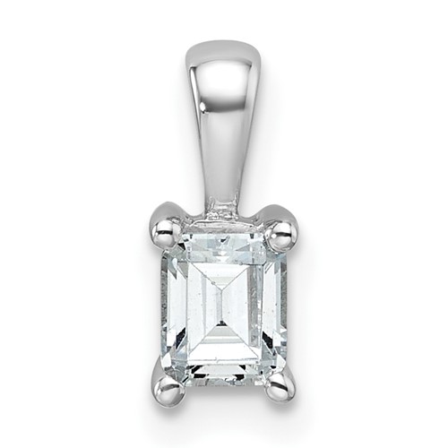 14K White Gold 0.50 Carat Certified Lab Grown Diamond VS+ F+ Emerald Complete Four Prong Pendant