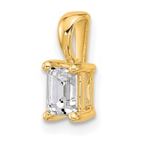 14K Yellow Gold 0.50 Carat Lab Grown Diamond VS SI+ G+ Emerald Complete Four Prong Pendant view 4