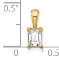14K Yellow Gold 0.50 Carat Lab Grown Diamond VS SI+ G+ Emerald Complete Four Prong Pendant view 5