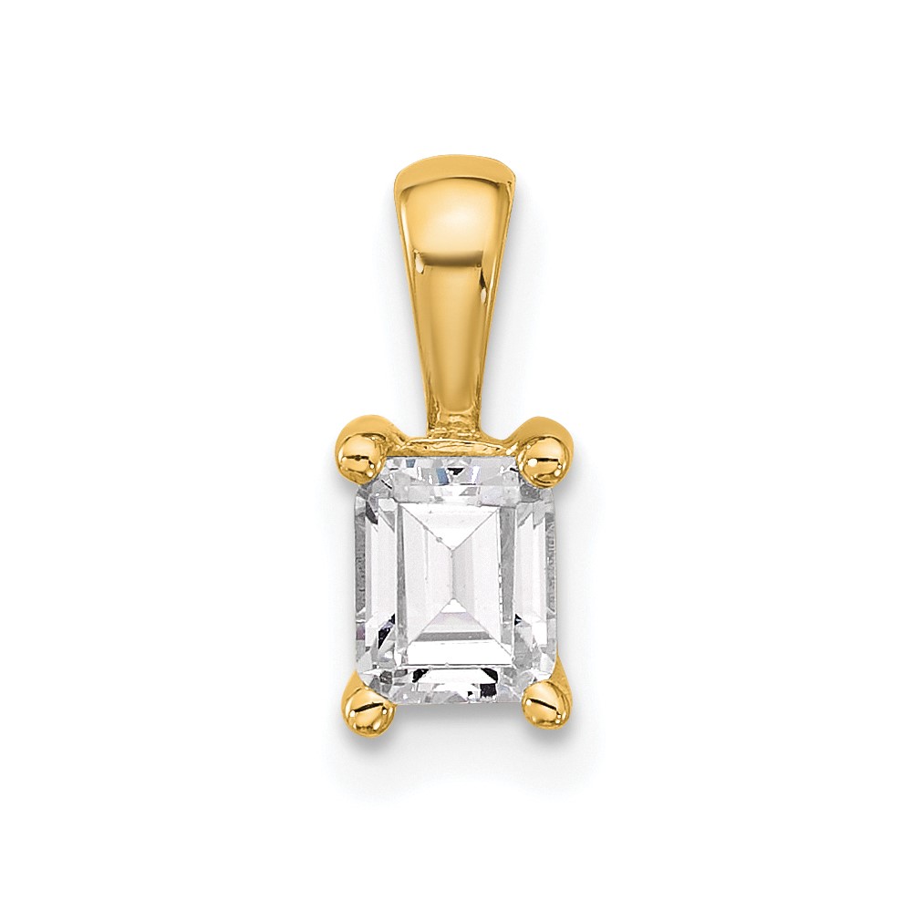 14K Yellow Gold 0.50 Carat Lab Grown Diamond VS SI+ G+ Emerald Complete Four Prong Pendant