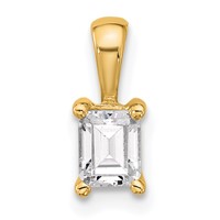 14K Yellow Gold 0.50 Carat Lab Grown Diamond VS SI+ G+ Emerald Complete Four Prong Pendant view 1