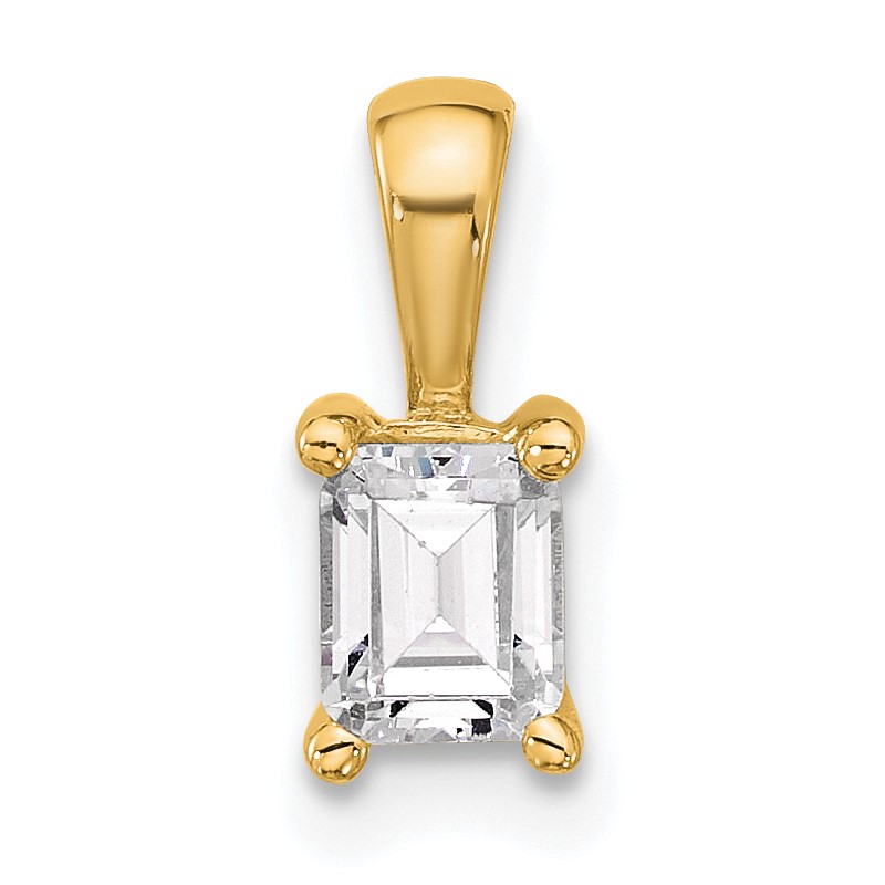 14k 1/2 carat Lab Grown Diamond VS+ F+ Emerald Complete Four Prong Pendant