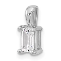 14K White Gold 0.75 Carat Certified Lab Grown Diamond VS+ F+ Emerald Complete Four Prong Pendant view 4