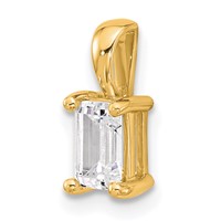 14K Yellow Gold 0.75 Carat Lab Grown Diamond VS+ F+ Emerald Complete Four Prong Pendant view 4