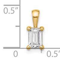 14K Yellow Gold 0.75 Carat Lab Grown Diamond VS+ F+ Emerald Complete Four Prong Pendant view 5