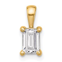 14K Yellow Gold 0.75 Carat Lab Grown Diamond VS+ F+ Emerald Complete Four Prong Pendant view 1