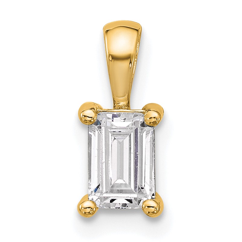 14k 3/4 carat Certified Lab Grown Diamond VS+ F+ Emerald Complete Four Prong Pendant