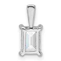 14K White Gold 1 Carat Lab Grown Diamond VS SI+ G+ Emerald Complete Four Prong Pendant view 3