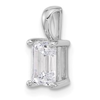 14K White Gold 1 Carat Lab Grown Diamond VS SI+ G+ Emerald Complete Four Prong Pendant view 4