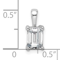 14K White Gold 1 Carat Lab Grown Diamond VS SI+ G+ Emerald Complete Four Prong Pendant view 5