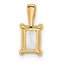 14K Yellow Gold 1 Carat Lab Grown Diamond VS+ F+ Emerald Complete Four Prong Pendant view 3