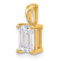 14K Yellow Gold 1 Carat Lab Grown Diamond VS+ F+ Emerald Complete Four Prong Pendant view 4