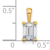 14K Yellow Gold 1 Carat Lab Grown Diamond VS+ F+ Emerald Complete Four Prong Pendant view 5