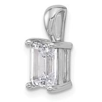 14K White Gold 1.50 Carat Certified Lab Grown Diamond VS SI+ G+ Emerald Complete Four Prong Pendant view 4