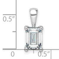 14K White Gold 1.50 Carat Certified Lab Grown Diamond VS SI+ G+ Emerald Complete Four Prong Pendant view 5