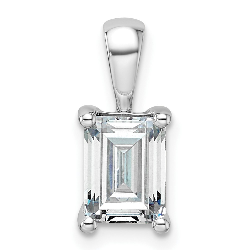 14K White Gold 1.50 Carat Certified Lab Grown Diamond VS SI+ G+ Emerald Complete Four Prong Pendant