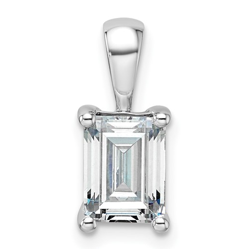 14K White Gold 1.50 Carat Certified Lab Grown Diamond VS+ F+ Emerald Complete Four Prong Pendant