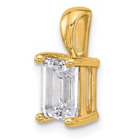 14K Yellow Gold 1.50 Carat Lab Grown Diamond VS SI+ G+ Emerald Complete Four Prong Pendant view 4