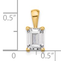 14K Yellow Gold 1.50 Carat Lab Grown Diamond VS SI+ G+ Emerald Complete Four Prong Pendant view 5