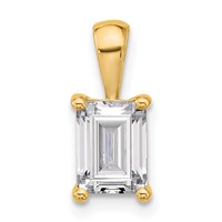 14K Yellow Gold 1.50 Carat Lab Grown Diamond VS SI+ G+ Emerald Complete Four Prong Pendant view 1