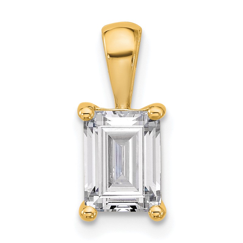 14k 1 1/2 carat Lab Grown Diamond VS+ F+ Emerald Complete Four Prong Pendant