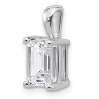 14K White Gold 2 Carat Lab Grown Diamond VS SI+ G+ Emerald Complete Four Prong Pendant view 4
