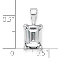 14K White Gold 2 Carat Lab Grown Diamond VS SI+ G+ Emerald Complete Four Prong Pendant view 5