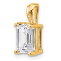 14K Yellow Gold 2 Carat Lab Grown Diamond VS SI+ G+ Emerald Complete Four Prong Pendant view 4