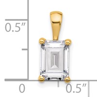 14K Yellow Gold 2 Carat Lab Grown Diamond VS SI+ G+ Emerald Complete Four Prong Pendant view 5
