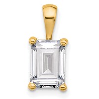 14K Yellow Gold 2 Carat Lab Grown Diamond VS SI+ G+ Emerald Complete Four Prong Pendant view 1