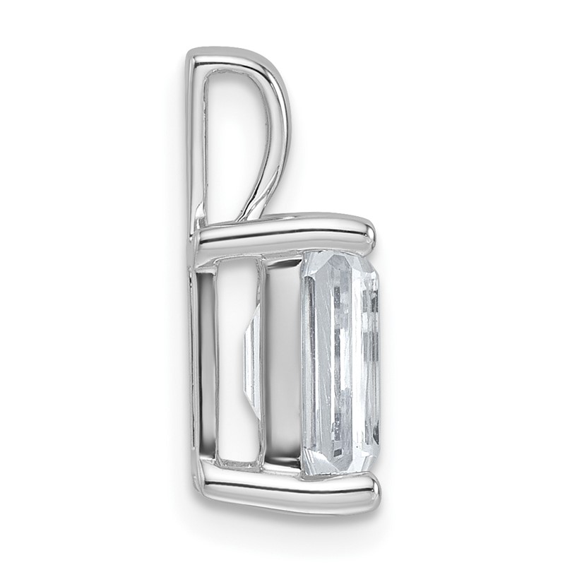 14k White Gold 2 1/2 carat Lab Grown Diamond VS+ F+ Emerald Complete Four Prong Pendant