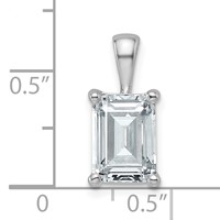14K White Gold 2.50 Carat Lab Grown Diamond VS SI+ G+ Emerald Complete Four Prong Pendant view 4