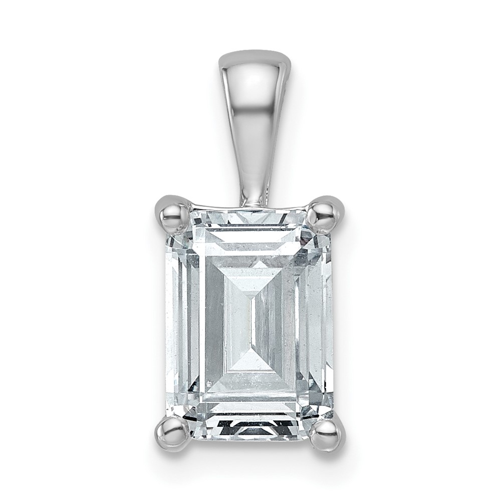 14K White Gold 2.50 Carat Lab Grown Diamond VS SI+ G+ Emerald Complete Four Prong Pendant