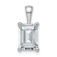 14K White Gold 2.50 Carat Lab Grown Diamond VS SI+ G+ Emerald Complete Four Prong Pendant view 1