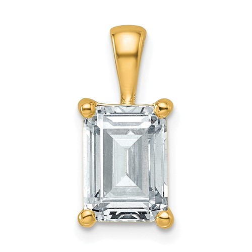 14K Yellow Gold 2.50 Carat Lab Grown Diamond VS SI+ G+ Emerald Complete Four Prong Pendant