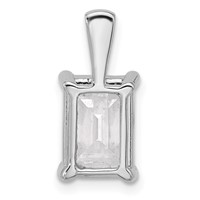 14K White Gold 3 Carat Lab Grown Diamond VS+ F+ Emerald Complete Four Prong Pendant view 3