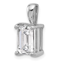 14K White Gold 3 Carat Lab Grown Diamond VS+ F+ Emerald Complete Four Prong Pendant view 4
