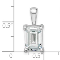 14K White Gold 3 Carat Lab Grown Diamond VS+ F+ Emerald Complete Four Prong Pendant view 5
