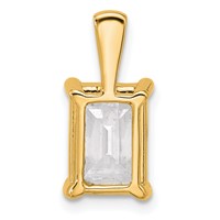 14K Yellow Gold 3 Carat Lab Grown Diamond VS+ F+ Emerald Complete Four Prong Pendant view 3