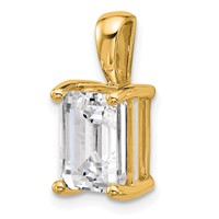 14K Yellow Gold 3 Carat Lab Grown Diamond VS+ F+ Emerald Complete Four Prong Pendant view 4